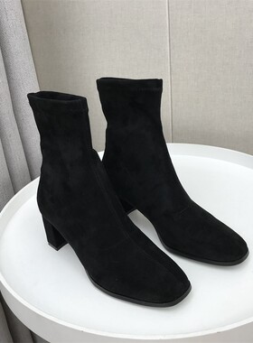 时尚百搭外穿日常方头高跟短靴