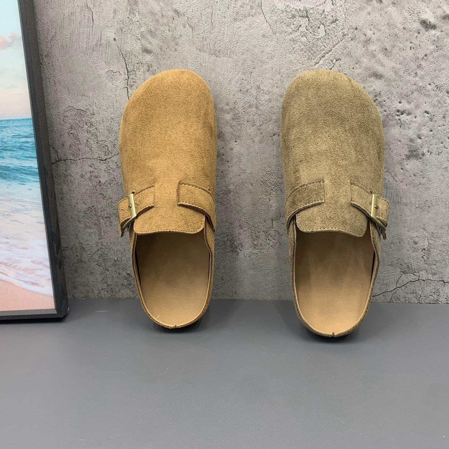 包头半拖鞋2025秋季新款撤柜断码后空跟绒面复古勃肯鞋舒适女拖鞋,女鞋,包头拖,淘宝优惠券,粉丝福利购,淘宝优惠卷