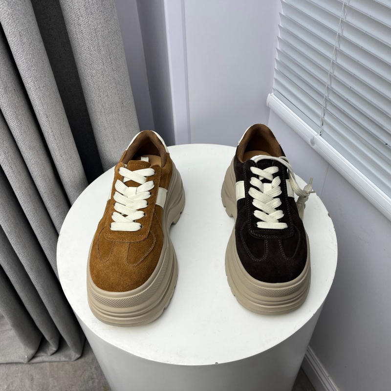 工厂撤柜处理2025秋冬季新款真皮厚底增高深口低帮德训鞋单鞋女鞋