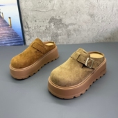 新款 撤柜断码 绒面厚底增高后空跟复古勃肯鞋 2026春夏季 包头半拖鞋