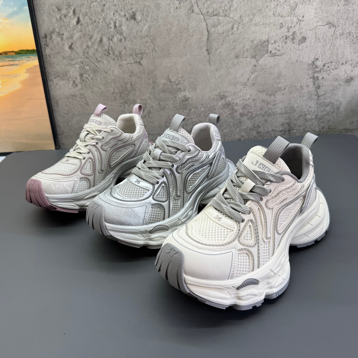 2026春季新款撤柜断码真皮网布透气厚底韩版爆款超火老爹鞋女鞋,女鞋,时尚休闲鞋,淘宝优惠券,粉丝福利购,淘宝优惠卷