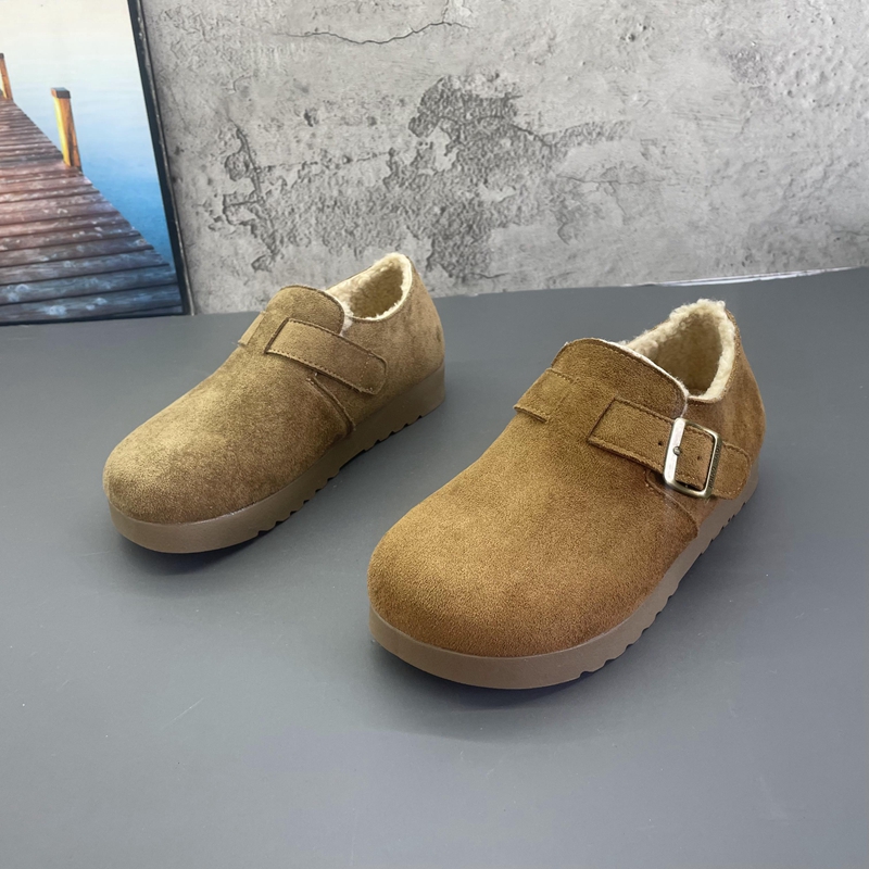 2025撤柜断码秋冬季新款女鞋时尚平底圆头套脚复古加绒勃肯鞋棉鞋