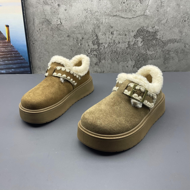 2025撤柜断码秋冬季新款女鞋厚底时尚百搭复古加绒保暖勃肯鞋棉鞋