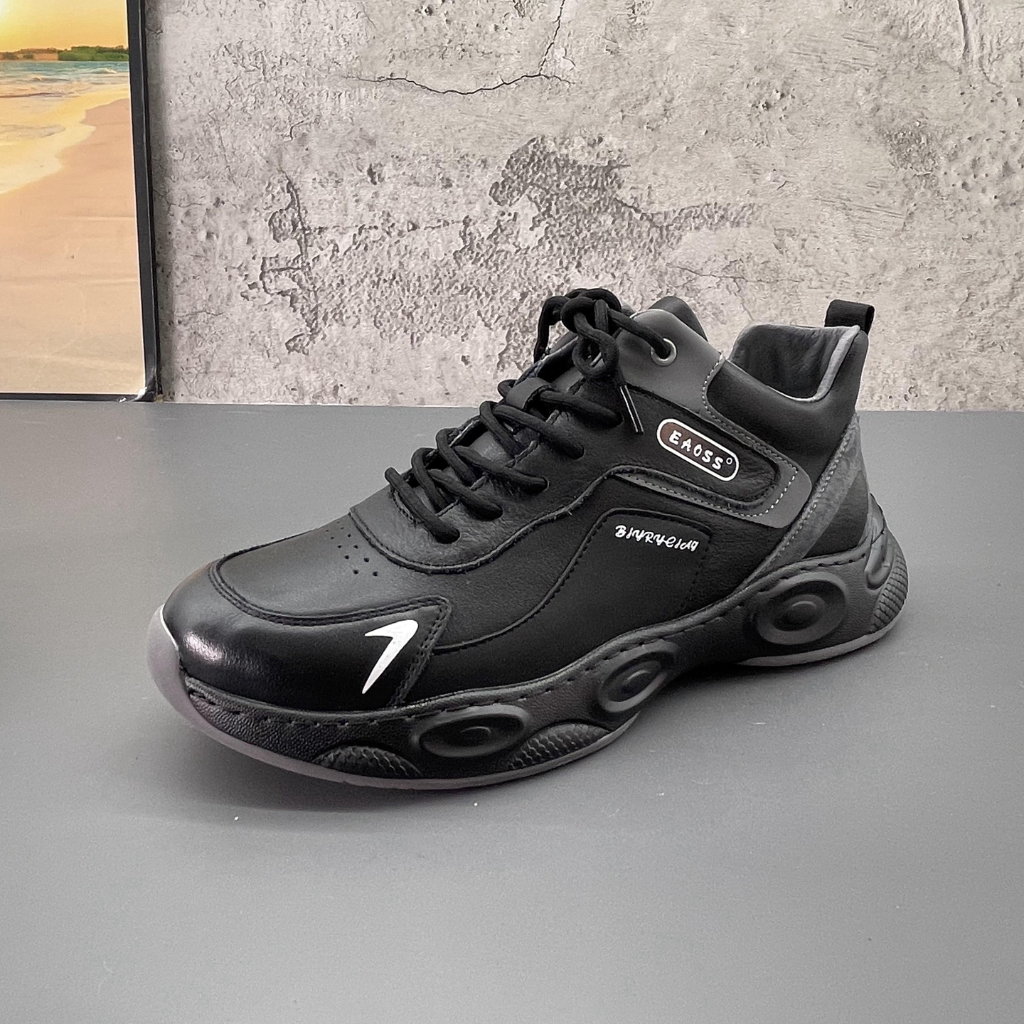 断码撤柜2025秋冬季新款真皮学院风厚底韩版爆款牛皮跑步运动鞋男