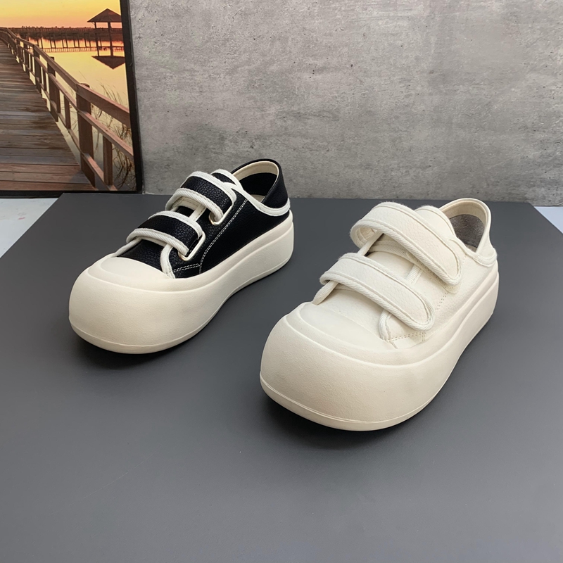 时尚百搭深口魔术贴小白鞋板鞋