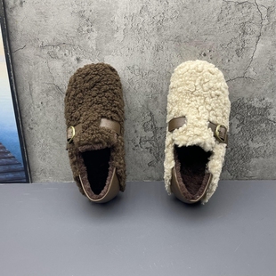 圆头套脚舒适百搭平底复古毛毛女棉鞋 2025撤柜断码 女鞋 新款 秋冬季