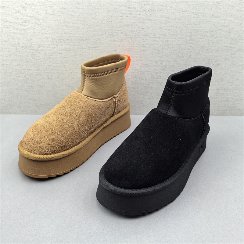 2025新款撤柜断码处理冬季真皮套筒厚底户外时尚百搭加绒雪地靴女