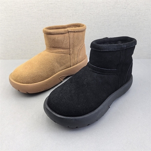 真皮圆头套筒保暖雪地靴 处理冬季 加绒加厚大棉靴2025新款 撤柜断码