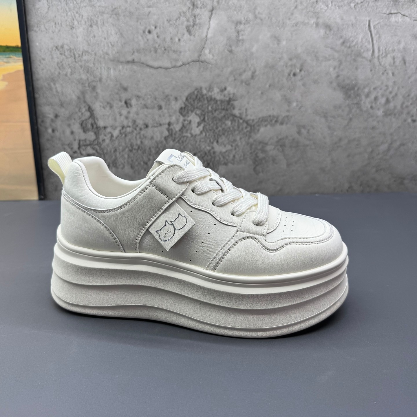 韩版厚底软皮小白鞋2026春季新款撤柜断码真皮小个子增高板鞋女鞋,女鞋,休闲板鞋,淘宝优惠券,粉丝福利购,淘宝优惠卷