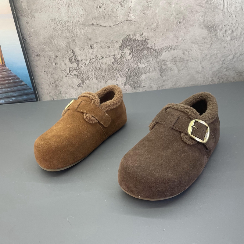 全真皮勃肯鞋女2025冬季新款复古内增高圆头加绒保暖博肯鞋女棉鞋