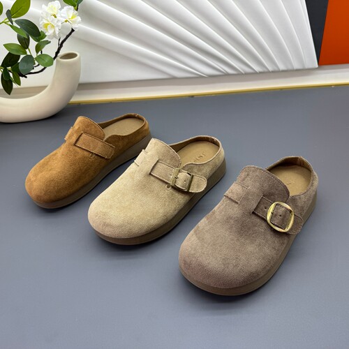 2026春季新款撤柜断码绒面复古后空跟勃肯鞋时尚包头半拖鞋女鞋子