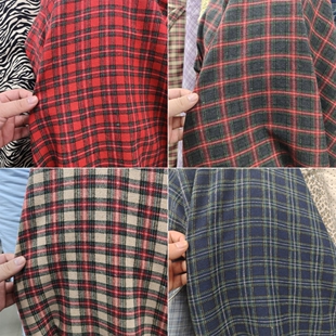 磨毛色织涤棉格子布料cos服装头花发圈方巾手工帽子鞋面JK裙面料