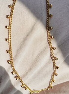 RUK蹦迪满金露珠复古古巴链锁骨