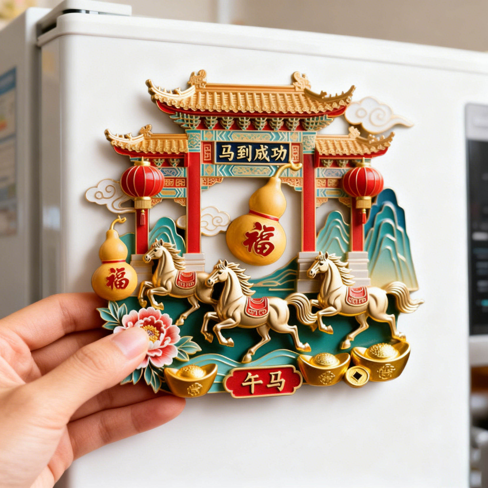 中国风马到成功奔腾好运浮雕冰箱贴金属磁吸贴新年礼物送朋友礼物,节庆用品/礼品,文化创意冰箱贴,淘宝优惠券,粉丝福利购,淘宝优惠卷