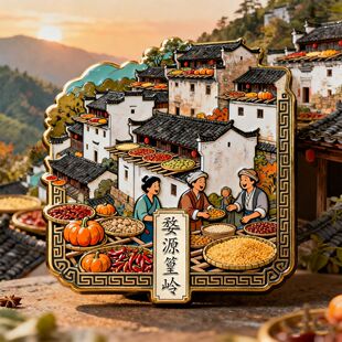 婺源篁岭古村落的冰箱贴中国风建筑风景文创纪念品装饰贴送朋友