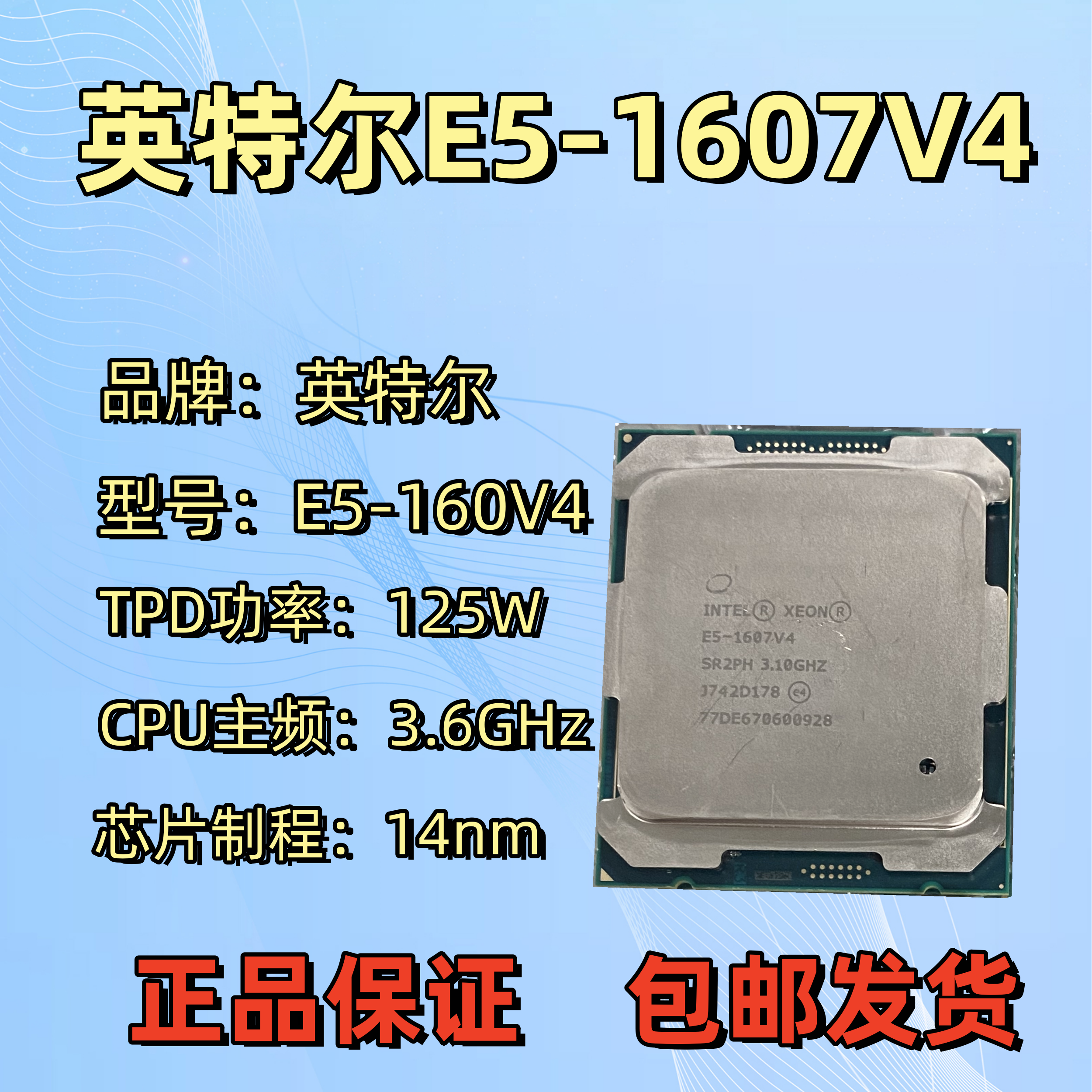 Intel/英特尔 E5-1607 V4 主频3.1G 4核4线程 正显版CPU 高主频