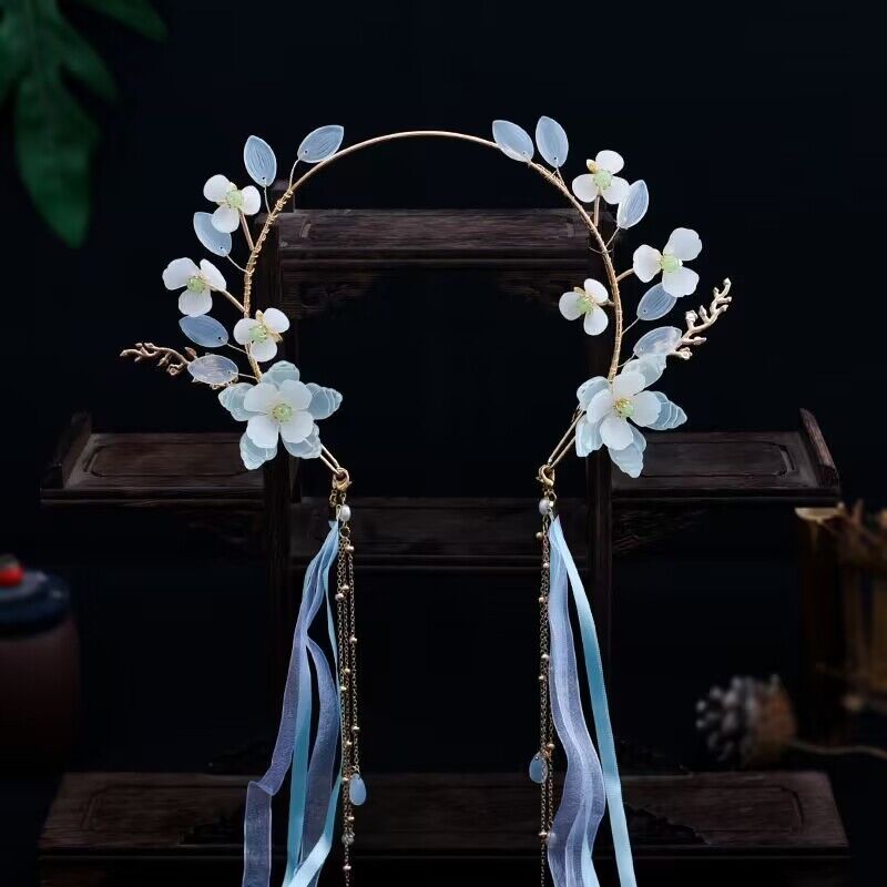 汉服懒人发箍头饰古风绢花花环图片