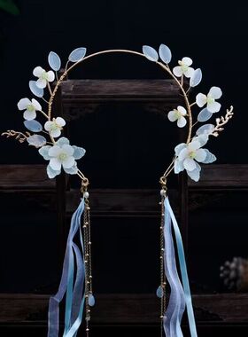 汉服懒人发箍头饰古风绢花花环