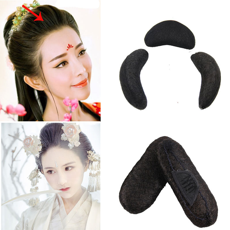古装假发垫发牛角包纯发丝可弯曲两侧使用月牙包汉服COS牛角棒