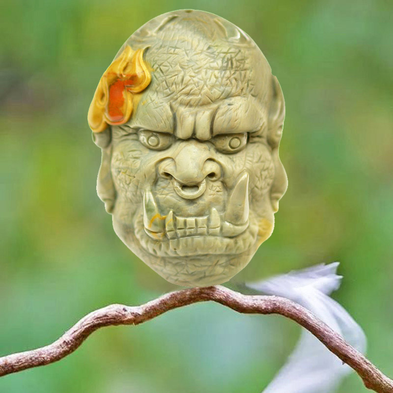 天然阿拉善玛瑙玉降罗汉男吊坠