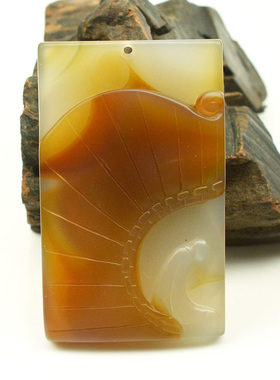 天然玛瑙悟道方牌吊坠达摩挂件