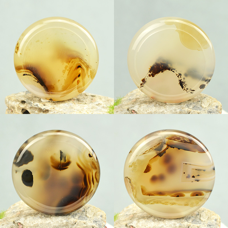 天然玛瑙吊坠海洋玉髓水草平安扣挂件男女士毛衣链项坠手把玩摆件