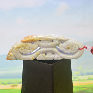 翡翠吉祥如意男女士手把件玉石芝草承云千年瑞玉柄携风万事宁摆件