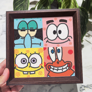 卡通海绵宝宝钻石画玩具儿童学生米老鼠手工diy材料包粘贴画满钻