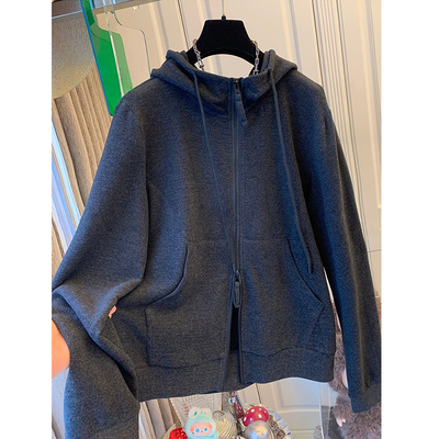 软糯双拉链连帽卫衣宽松显瘦内搭上衣女秋冬2025新款百搭长袖外套