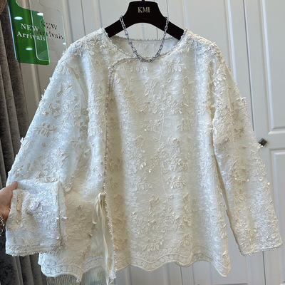 欧洲站高端2025秋冬新款女装新中式蕾丝衬衣高级感穿搭上衣欧货潮