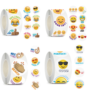 emoji流汗黄豆表情包贴纸可爱卡通字母装饰儿童教师奖鼓励贴纸