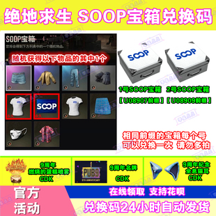 PUBG绝地求生SOOP直播掉宝箱子白T恤吃鸡9周年名片CDK兑换码宝箱