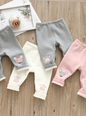 男女童无骨打底裤薄绒秋冬宽松婴儿保暖裤休闲宝宝裤子大PP一体绒