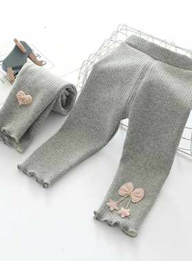 女童加绒打底裤秋冬外穿修身小童宝宝保暖裤开档纯棉一体绒婴儿裤