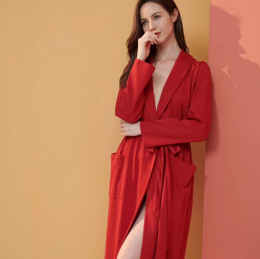 绮瑞女 睡袍红色秋款结婚新婚新娘伴娘浴袍本命年睡衣家居服43315