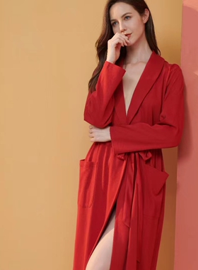 绮瑞女 睡袍红色秋款结婚新婚新娘伴娘浴袍本命年睡衣家居服43315