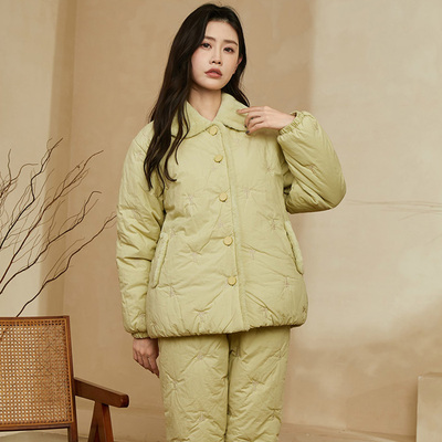 亲情 冬季 梭织棉加绒加厚女士夹棉时尚外穿睡衣家居服525912062