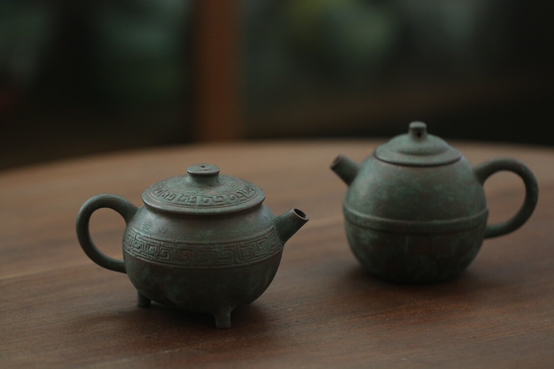 半闲甄选小众定制拍卖级老味紫砂壶绿泥仿真青铜器即视感收藏茶壶