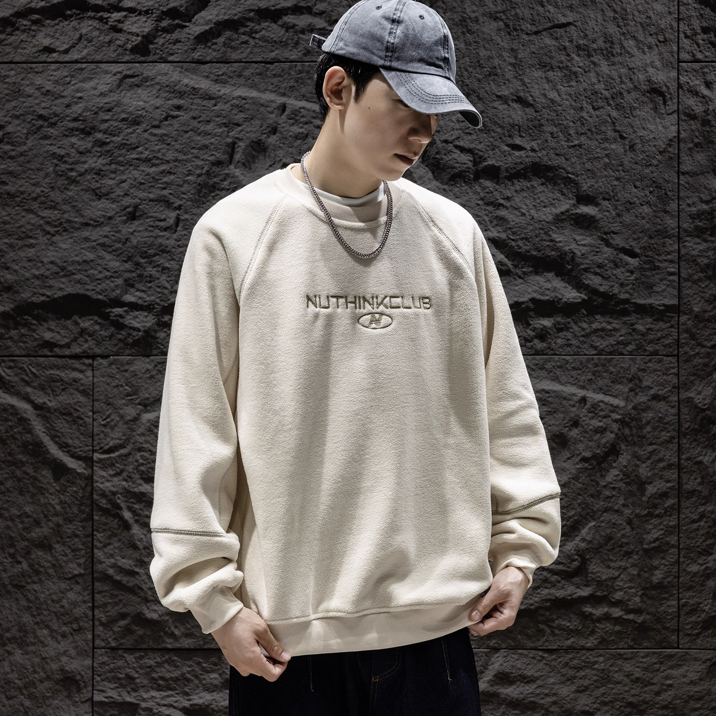 WOODSOON男士圆领卫衣秋冬新款宽松休闲套头打底美式潮牌百搭上衣