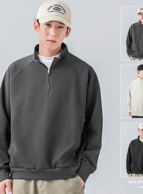 WOOD SOON 华夫格卫衣男款高级感春秋季男士宽松长袖百搭纯色T恤