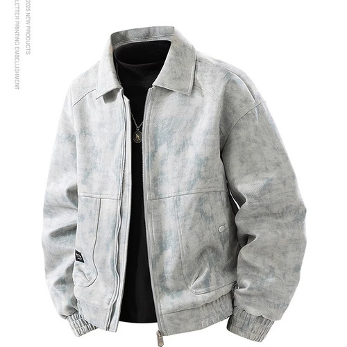 复古翻领夹克男士潮牌高街老钱风秋冬季新款宽松长袖外套