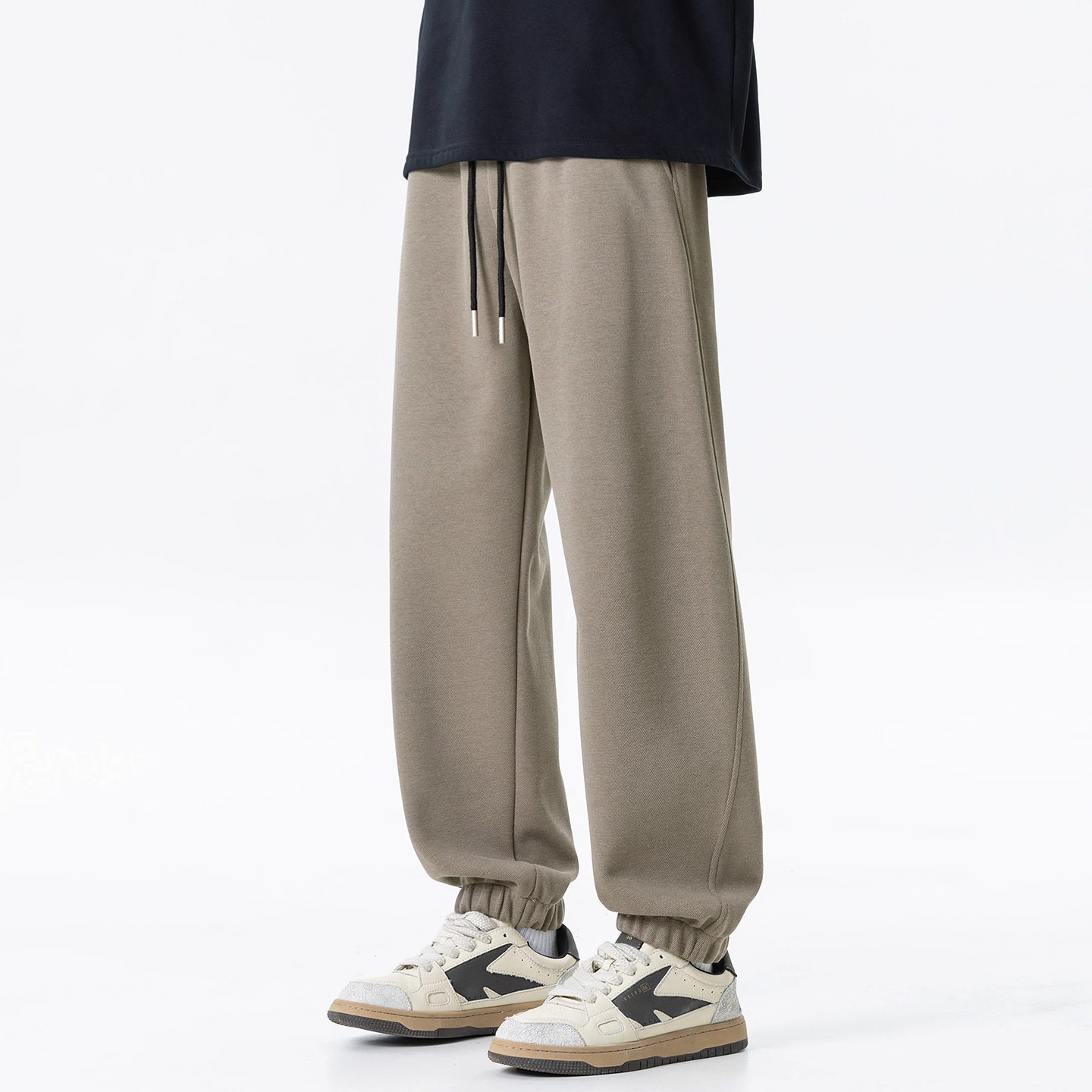 WOODSOON简约休闲男士束脚卫裤潮牌秋冬季新款纯色宽松百搭针织裤