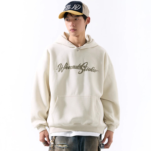 男士连帽卫衣宽松休闲百搭秋冬新款美式潮牌字母套头上衣