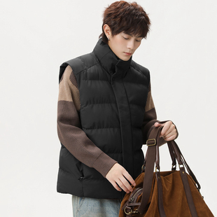 WOODSOON简约立领棉衣马甲宽松休闲秋冬新款潮流保暖男士马夹外套