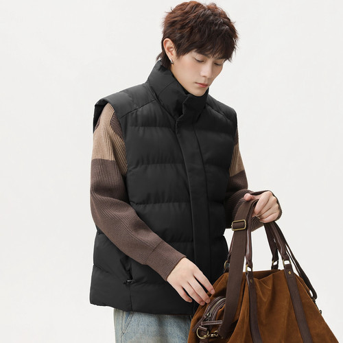 WOODSOON简约立领棉衣马甲宽松休闲秋冬新款潮流保暖男士马夹外套