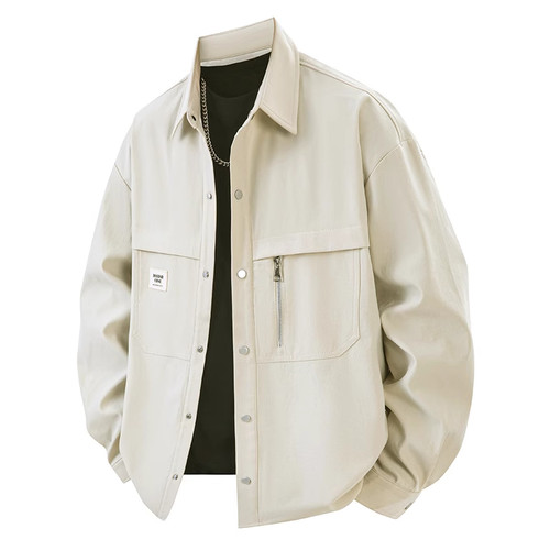 潮流美式工装衬衣男士秋冬季宽松开衫式长袖衬衫外套上衣