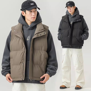 WOODSOON棉服马甲男冬季立领宽松保暖面包服日系潮牌休闲棉衣外套