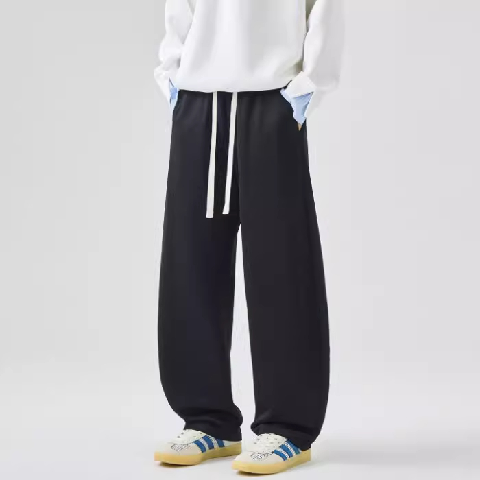 WOODSOON纯色简约休闲裤潮牌宽松时尚百搭秋冬新款男士垂感直筒裤