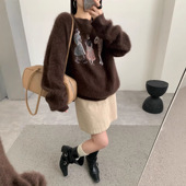 拉绒系列 美拉德钉珠纯羊毛毛衣女秋冬25新款 女装 厚款 圆领针织衫