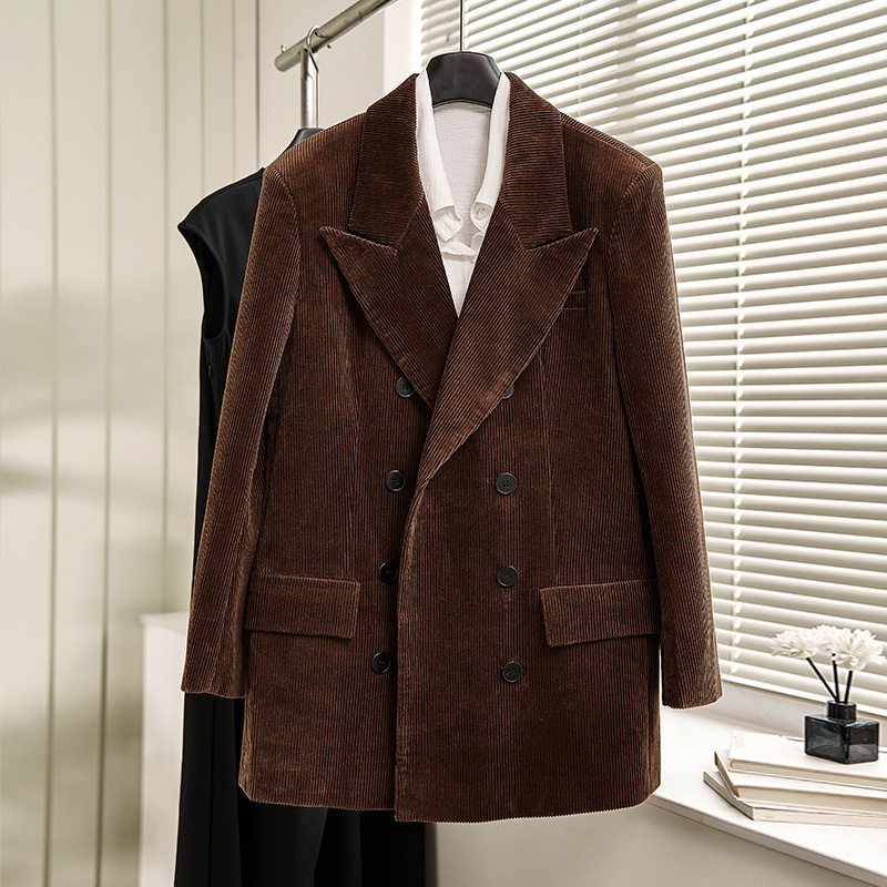 2026春秋新款灯芯绒西装外套女小众设计感休闲西服上衣女